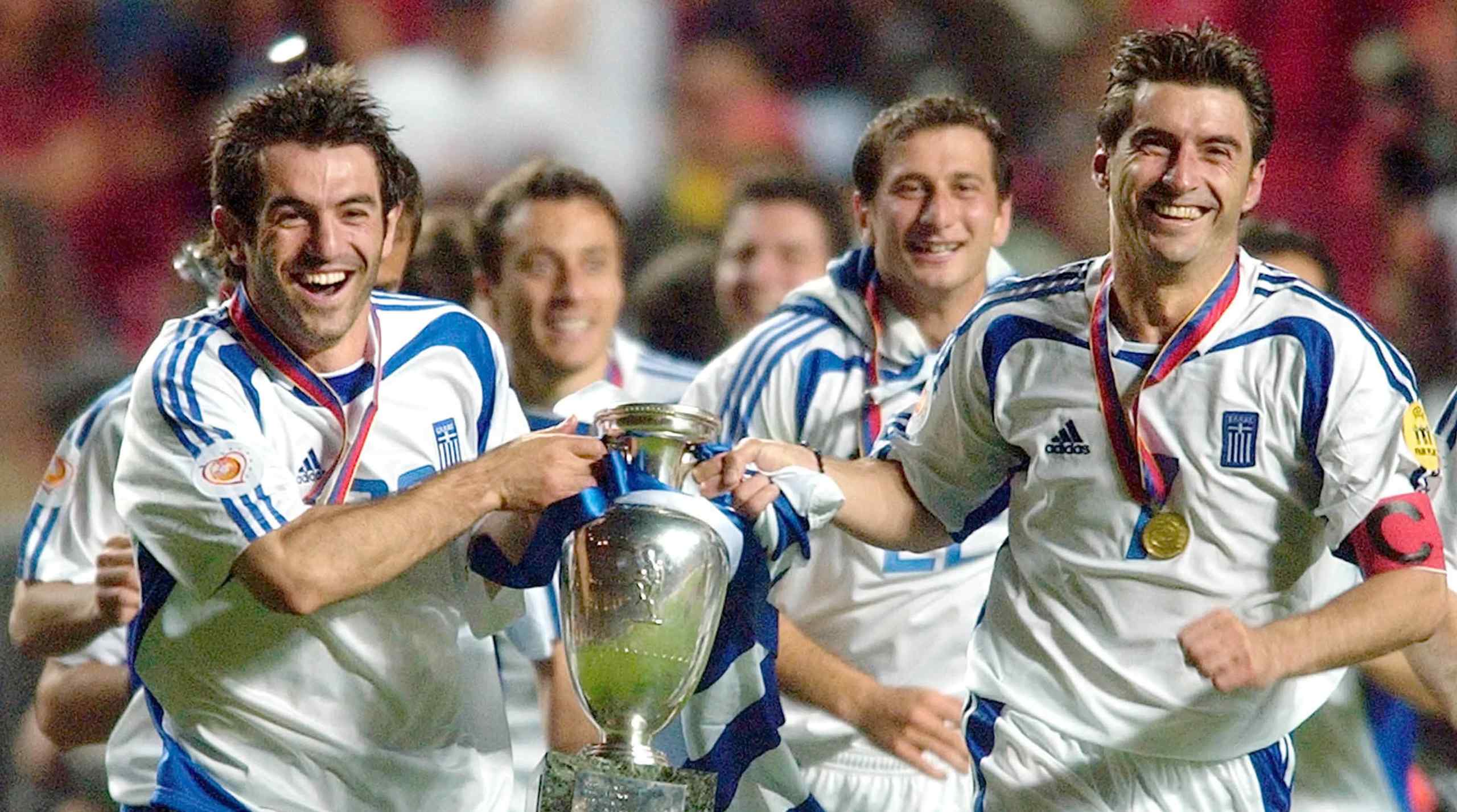 The Greek national team after winning Euro 2004.
